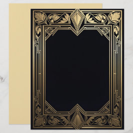 Art Deco Blommigt Ram Brevhuvud