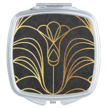 Art Deco-Blommigt. Svarta och Guld