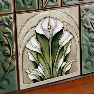 Art Deco Blommigt Wall Decor Art nouveau Ceramic T Kakelplatta