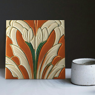 Art Deco Blommigt Wall Decor Art nouveau Kakelplatta
