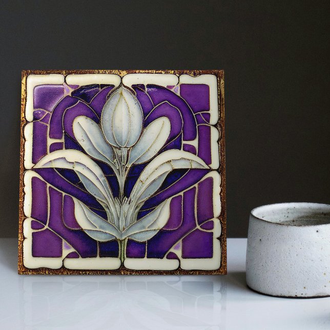 Art Deco Blommigt Wall Decor Art nouveau Kakelplatta (Skapare uppladdad)