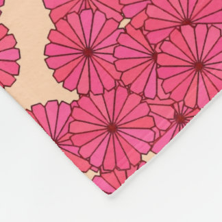 Art Deco blommönster - djuprosa och persika Fleecefilt