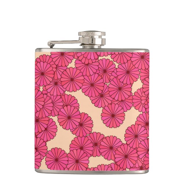 Art Deco blommönster - djuprosa och persikofärgad Fickplunta (Framsidan)
