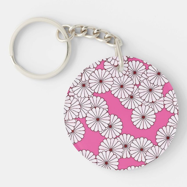 Art Deco blommönster - krämfärgad på rosa (Framsidan)