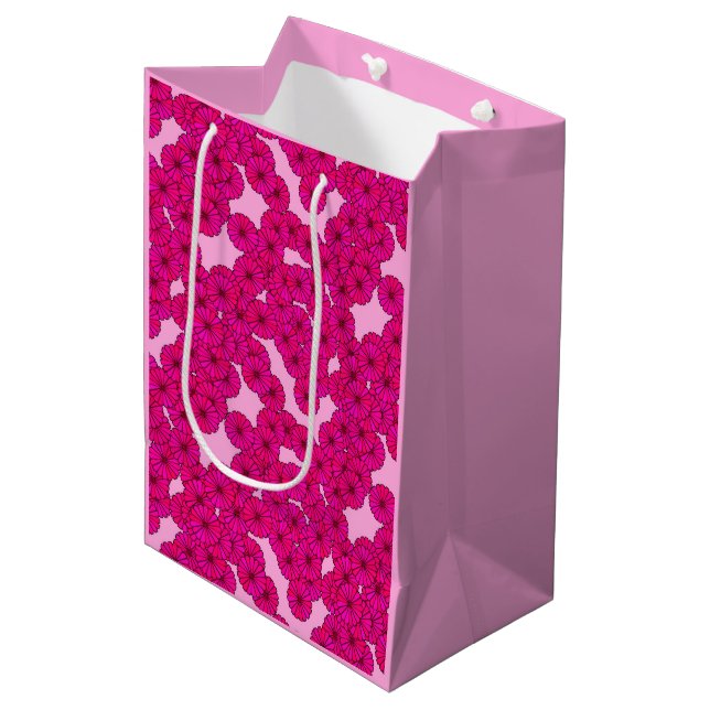 Art Deco blommönster - magenta på rosa (Framsidan Vinklad)