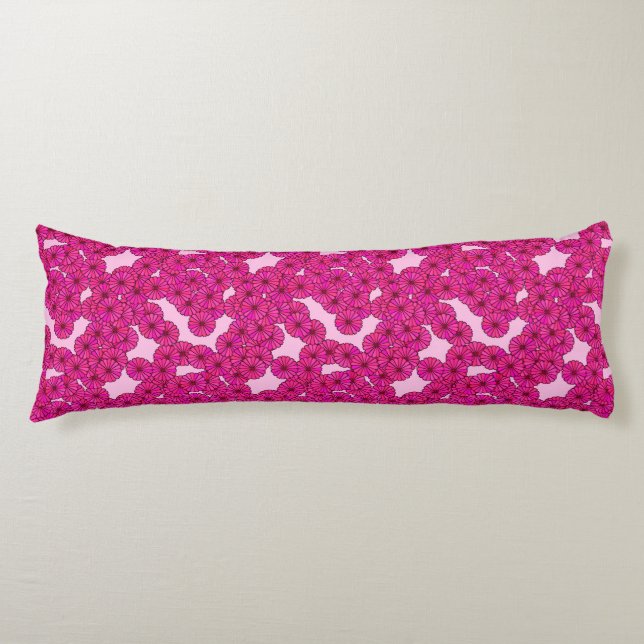 Art Deco blommönster - magenta på rosa Kroppskudde (Framsidan)