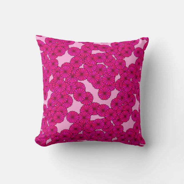 Art Deco blommönster - magenta på rosa Kudde (Framsida)