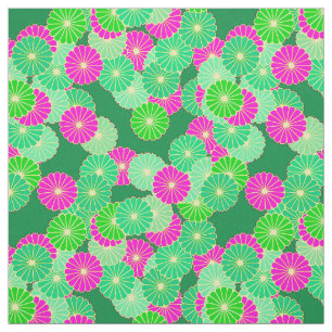 Art Deco blommönster - nyanser av grönt, fuchsia Tyg