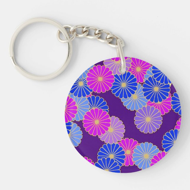 Art Deco blommönster - violett, blå och purpur (Framsidan)
