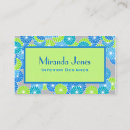 Art Deco-blommor - Cerulean Blue och Lime Green Visitkort