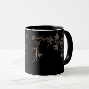 Art Deco-blommor på svart Mugg
