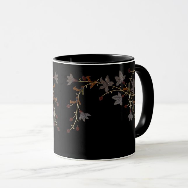 Art Deco-blommor på svart Mugg (Framsida höger)