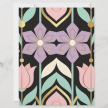 Art Deco Blommor Svart & Guld Scrapbookpapper