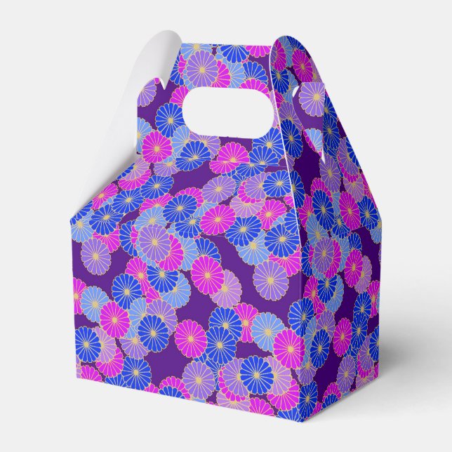 Art Deco blomster mönster - violett, blå och lila Presentaskar (Framsidan Sidan)