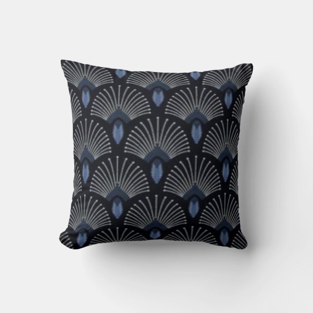 Art Deco Blue Feather/Fläkt Design Dekorativ kudde (Framsida)