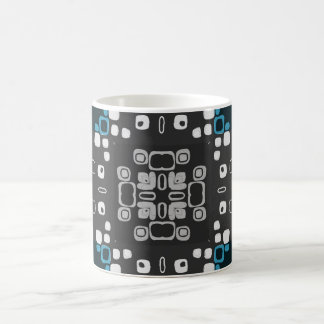 Art Deco Blue, Grått Blommigt Swirl Retro Abstrakt Kaffemugg