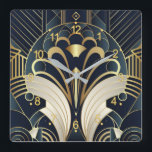 Art Deco Blue och guld Fyrkantig Klocka<br><div class="desc">Underbar klockdesign. Du kommer att kärlek det som andra. Du kan fritt använda den här designen för andra produkter som du gillar eller anpassa och lägga till texten. Följ mig för mer. Tack. Ha en trevlig dag.</div>