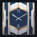 Art Deco Blue och guld Fyrkantig Klocka<br><div class="desc">Underbar Art Deco-klockdesign. Du kommer att kärlek det som andra. Du kan fritt välja använda av tredje design för andra produkter som du gillar eller anpassa och lägga till texten. Följ mig för mer. Tack. Ha en trevlig dag.</div>