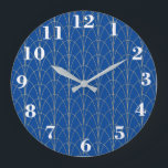 Art Deco Blue och White Stor Klocka<br><div class="desc">Ett enkelt men dekorativt stort vägglås i blått,  Guld och vitt</div>