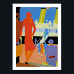 Art Deco Boarding Poster<br><div class="desc">Vintage konst deco oceanio-fartyg poster att visa hamnbordning på en frakt.</div>