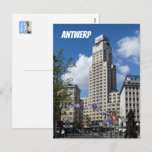 Art Deco Boerentoren stadslandskap, Antwerpen Helg Vykort