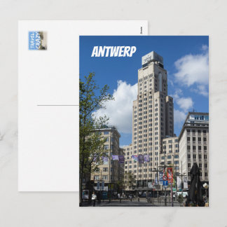 Art Deco Boerentoren stadslandskap, Antwerpen Helg Vykort