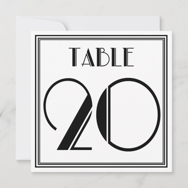 Art Deco Bordnummer 20 Inbjudningar (Framsida)