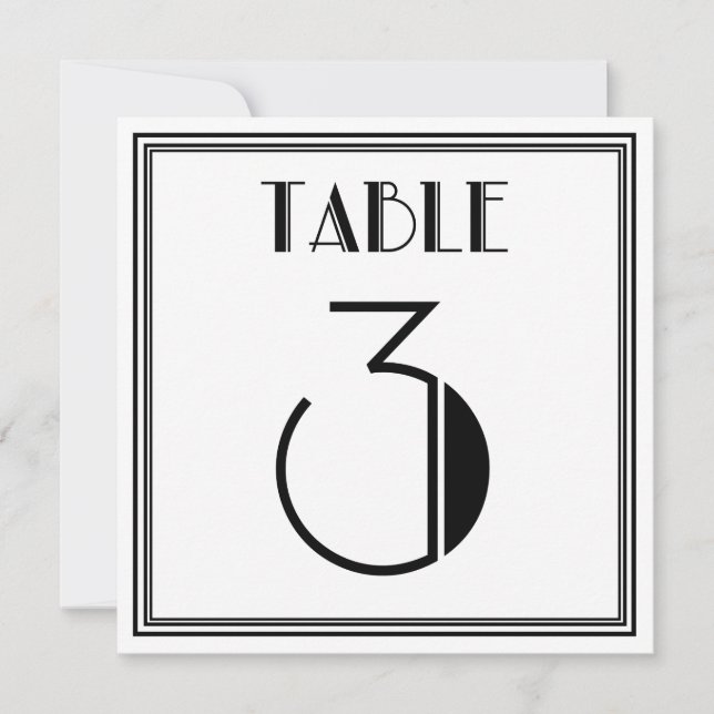 Art Deco Bordnummer 3 Inbjudningar (Framsida)