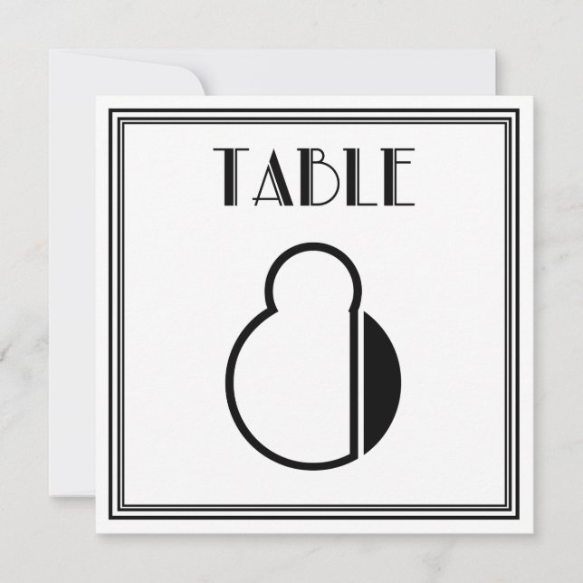 Art Deco Bordnummer 8 Inbjudningar (Framsida)