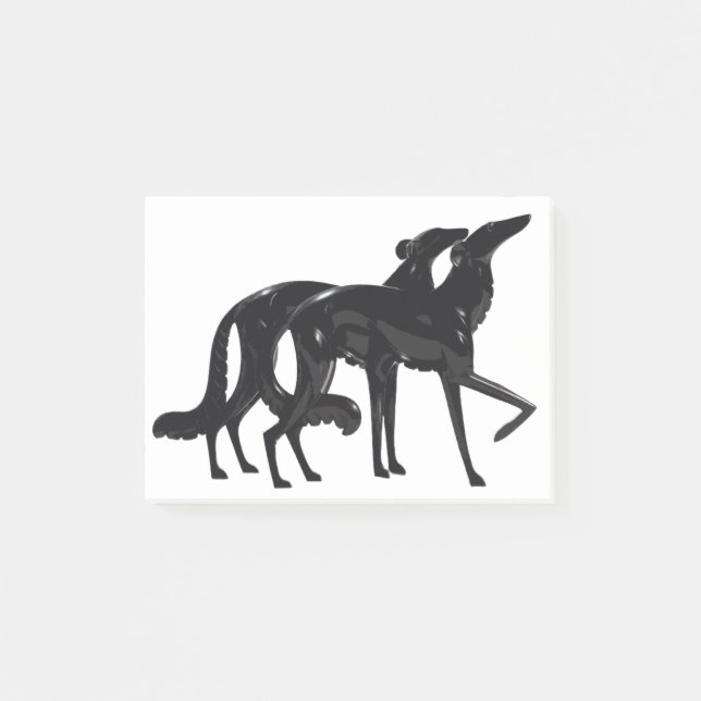 Art Deco Borzoi Duo Black Post-it Block (Framsida)