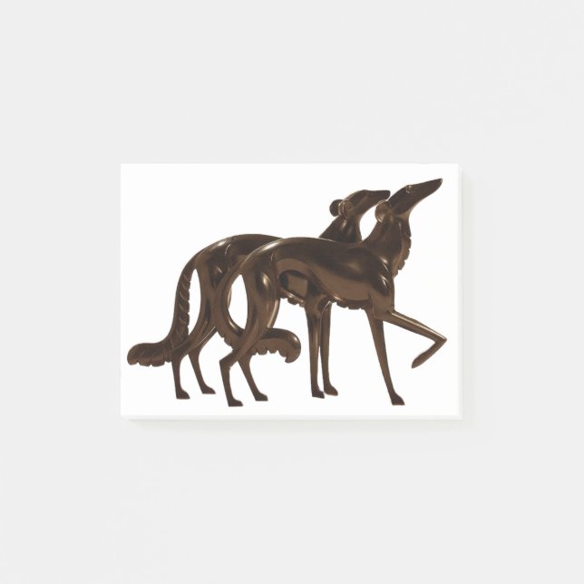 Art Deco Borzoi Duo Brons Post-it Block (Framsida)