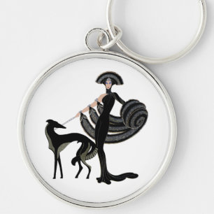 Art Deco Borzoi Nyckelring