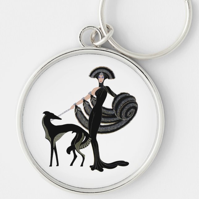 Art Deco Borzoi Nyckelring (Framsidan)