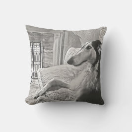 Art Deco Borzoi Skiss Kudd Kudde