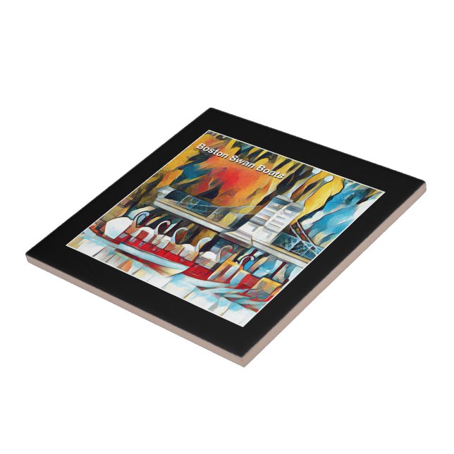 Art Deco Boston Svan Boats Kakelplatta (Sidan)