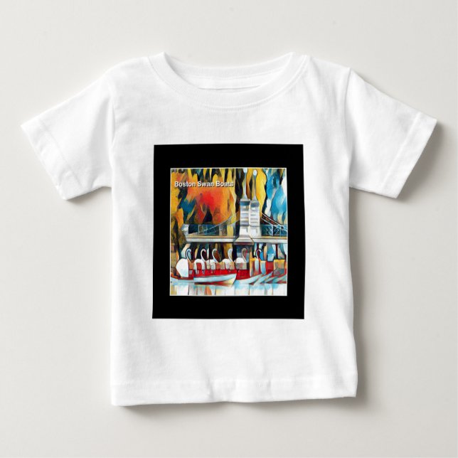 Art Deco Boston Svan Boats T-shirt (Framsida)