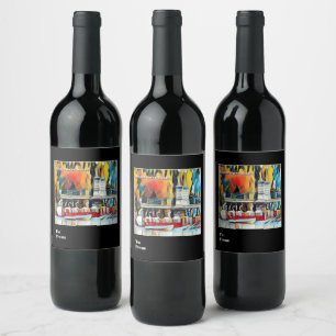 Art Deco Boston Svan Boats Vinflaska Etikett