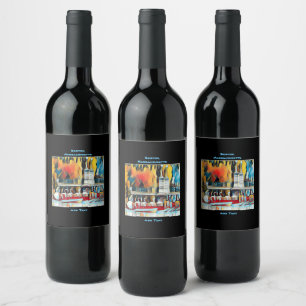 Art Deco Boston Svan Boats Vinflaska Etikett