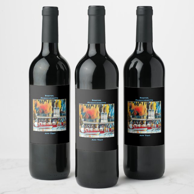 Art Deco Boston Svan Boats Vinflaska Etikett (Flaskor)