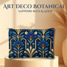 Art Deco Botaniskt Mönster. Safirblå