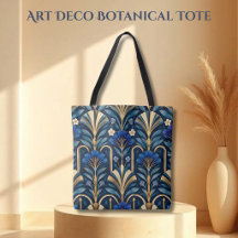 Art Deco Botaniskt Mönster. Safirblå