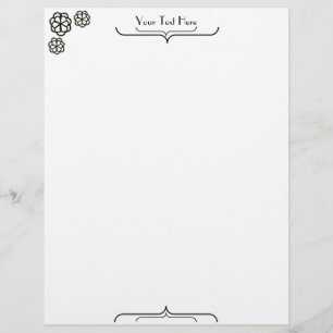 Art Deco Brace och tre blommor Brevhuvud