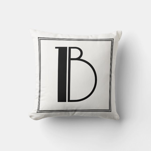 Art Deco Brev B Monogrammed Pillow Kudde (Framsida)