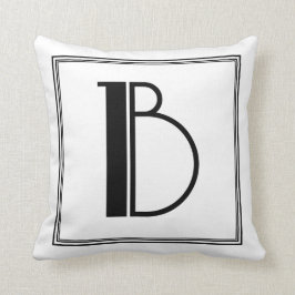 Art Deco Brev B Monogrammed Pillow Kudde