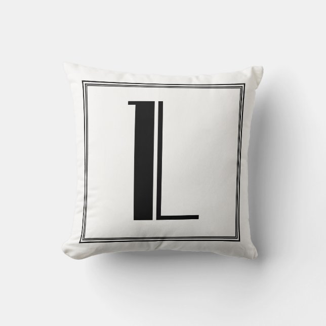 Art Deco Brev L Monogrammed Pillow Kudde (Framsida)