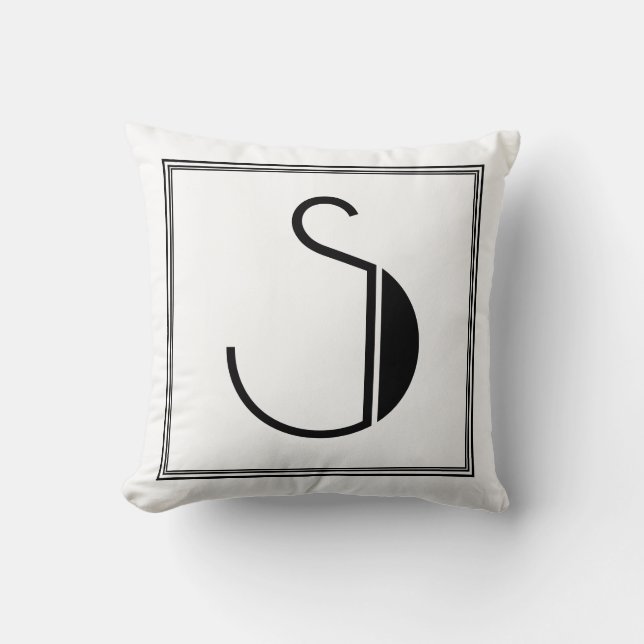 Art Deco Brev S Monogrammed Pillow Kudde (Framsida)