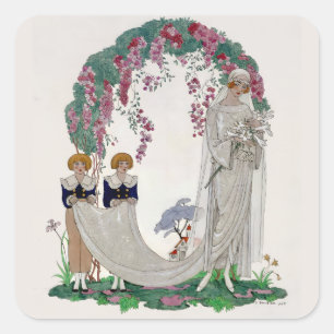 Art deco bride Sticker Fyrkantigt Klistermärke