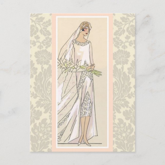 Art Deco Bride Vykort (Framsida)