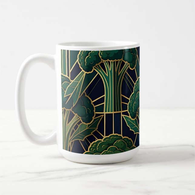 Art Deco Broccolimönster Kaffemugg (Vänster)