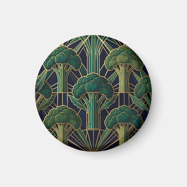 Art Deco Broccolimönster Magnet (Framsidan)